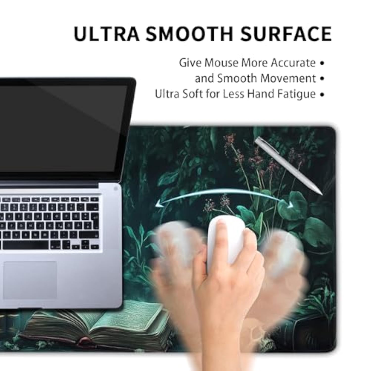 Dark Academia Mouse Pad Gothic Plant Extended Desk Mat Spooky Witchy Large Xl Mousepad Non-Slip Rubber Base Stitched Edge Long Keyboard Pad For Desk Gaming Laptop Desktop 31.5X11.8 Inch