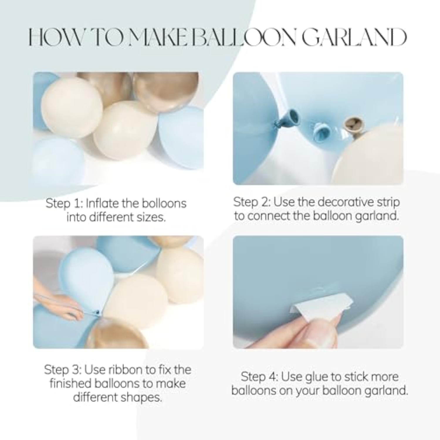 138pcs Dusty Blue Balloon Garland Kit with White & Gold for Baby Shower  Party