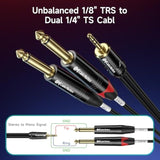 Cable Matters 3.5mm TRS to Dual 6.35mm TS Breakout Cable - 6ft, 1/8 to 1/4 Stereo Cable, 3.5mm to 1/4 Y Splitter Cord
