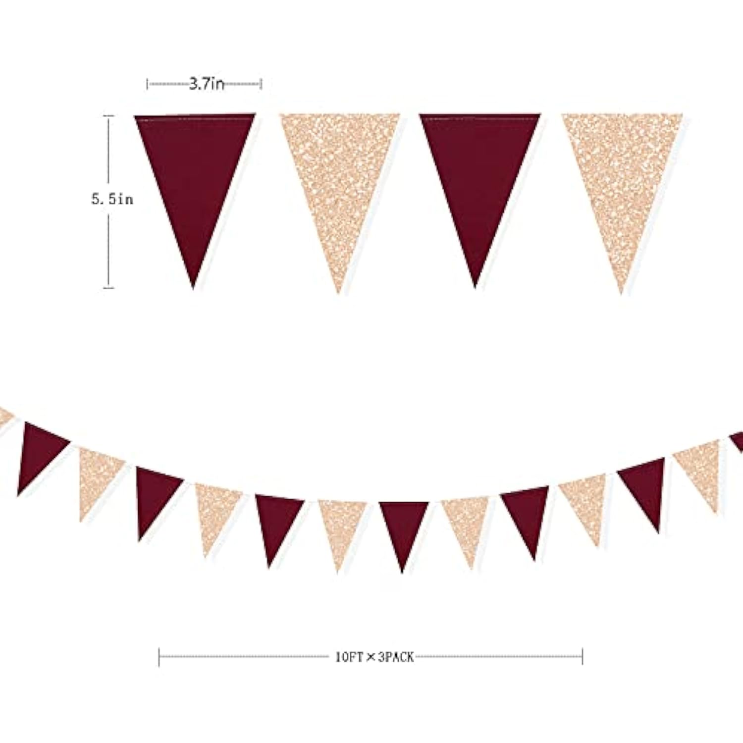30 Ft Burgundy Party Decorations Champagne Gold Burgundy Triangle Bann