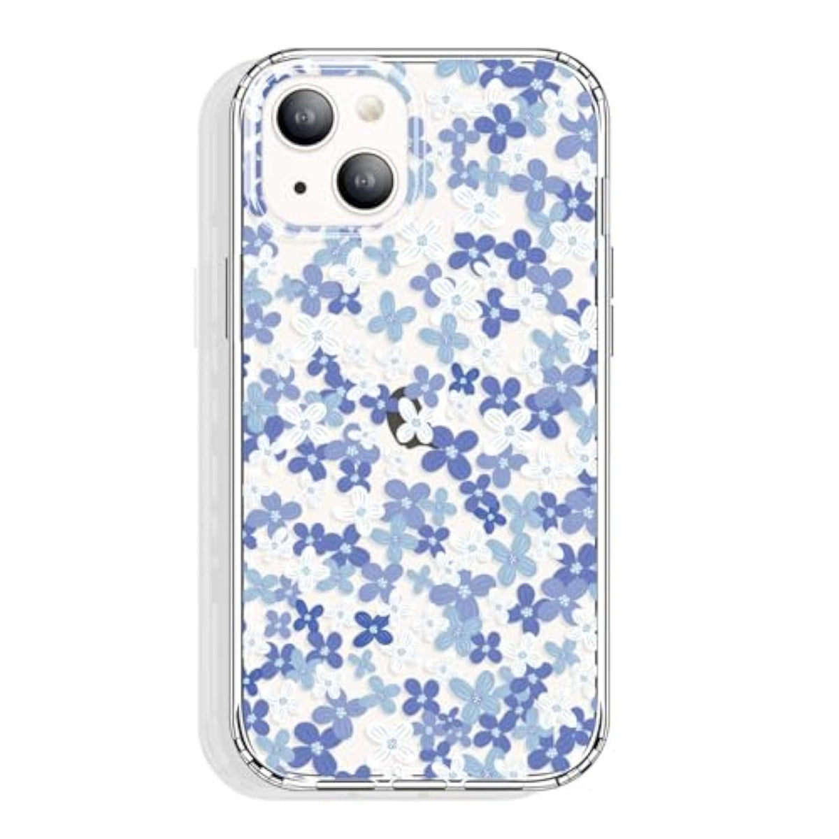 For Iphone 14 And Iphone 13 Case Clear 6.1 Inch With Pattern Design, Protective Slim Tpu Cover + Shockproof Bumper For Women And Girls (Tiny Flowers/Blue)