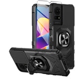 TCL K24/K23/50LE Case with Tempered Glass, Military-Grade, Kickstand, Black