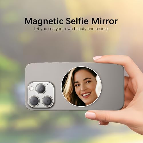 Magnetic Selfie Mirror for Rear Camera - Ultra Thin Convex Phone Lens Compatible with MagSafe, fit for iPhone 16 15 14 13 12 Pro Max Plus, Magnetic