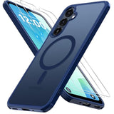 For Samsung Galaxy A16 5G Case With 2X Screen Protector, Magnetic Military Grade Shockproof Case Translucent Back Slim Rugged Bumper Cover For Galaxy A16 5G Phone Case-6.7 Inch, Blue