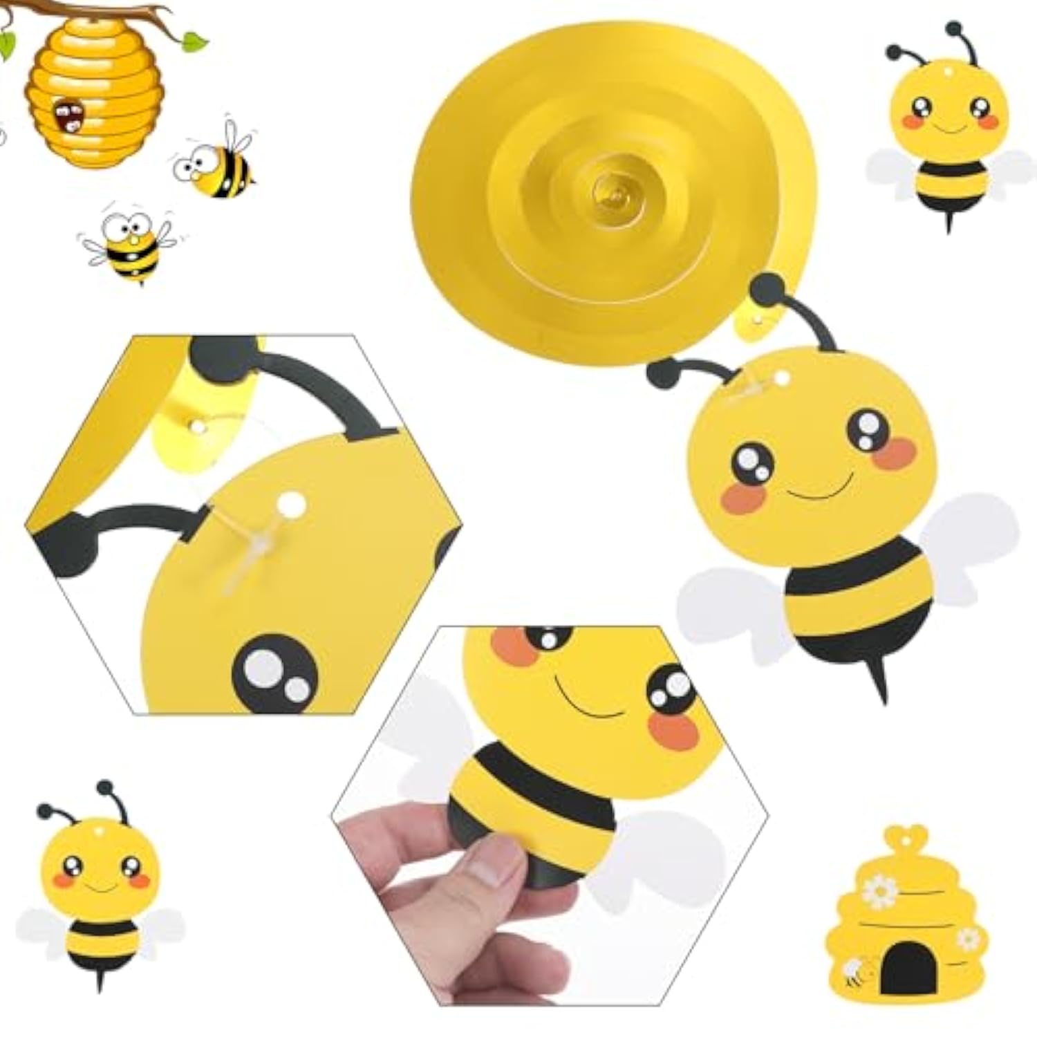 20 Pcs Bee Party Decorations Hanging, Bumble Bee Decor Foil Ceiling Streamers For Kids Birthday Baby Shower Gender Reveal Bumblebee Themed Party Supplies