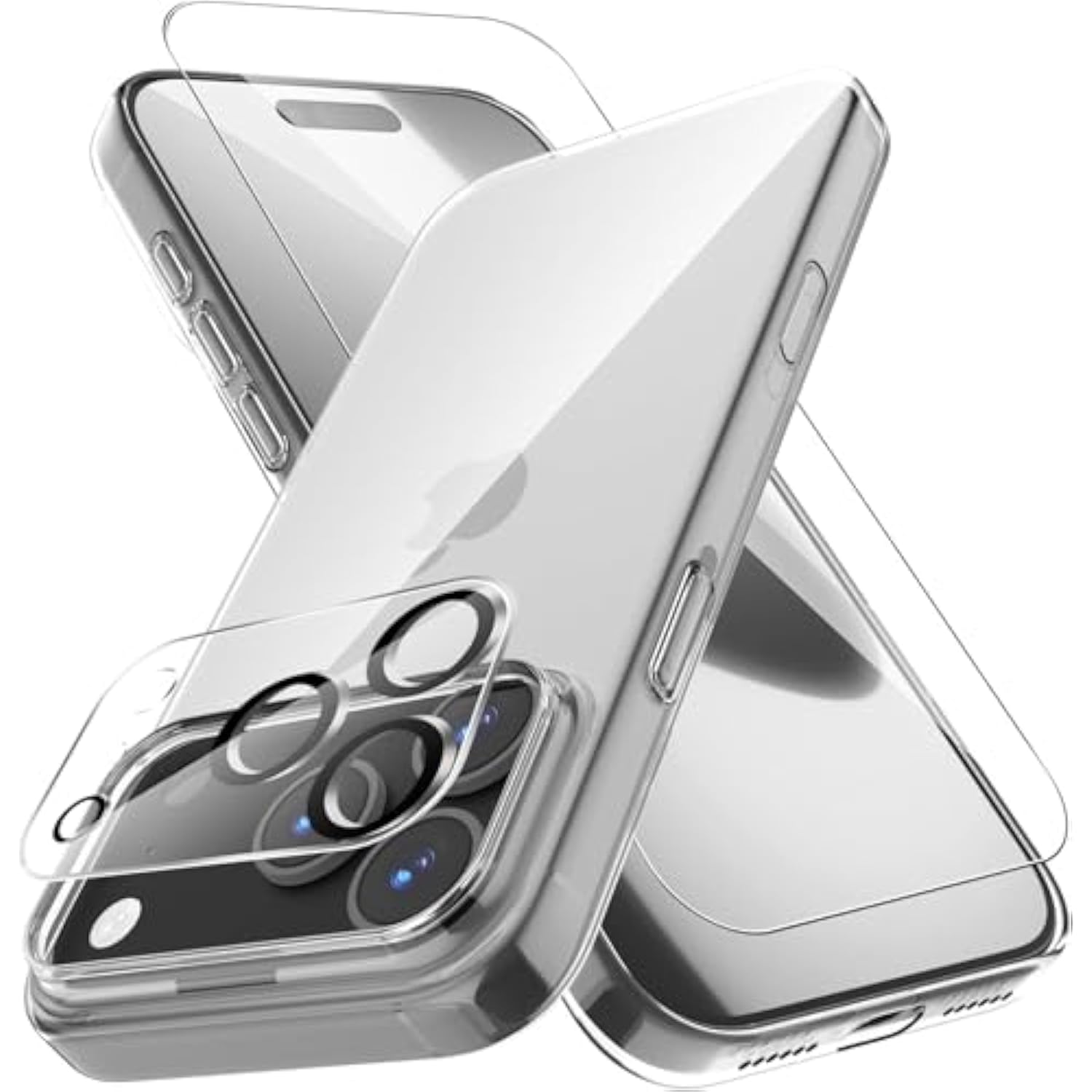 For Iphone 17 Pro Case Clear With Screen Protector And Camera Lens Protector Anti-Yellowing Shockproof Protective Slim Soft Tpu Wireless Charging Compatible Clear Phone Case For Iphone 17 Pro 6.3 Inch