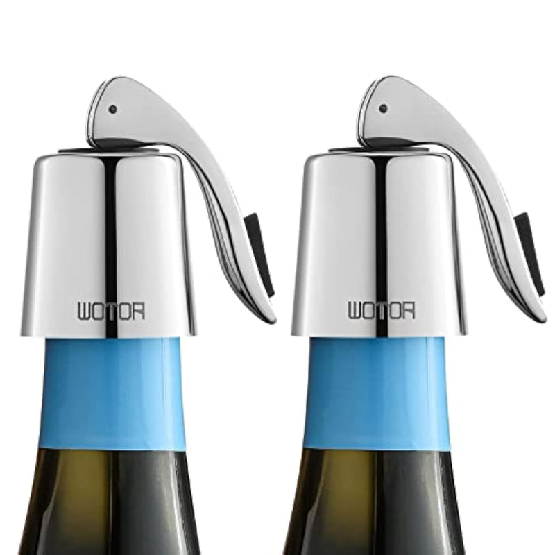 Stainless Steel Wine Bottle Stoppers With Silicone - Reusable Wine Saver And Decorative Bottle Sealer, Leakproof, Keep Fresh, Silver, 2 Pack