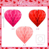 Valentine'S Day Party Decoration Set - 5 Pack 12In Heart Honeycomb & Ball Tissue Paper Pom Poms In Red, Love-Inspired Honeycomb Hearts Ideal For Wedding & Classroom Decorations