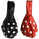 50 Pcs 12" Latex Balloons, Black And Red Polka Dot Balloons For Brithd
