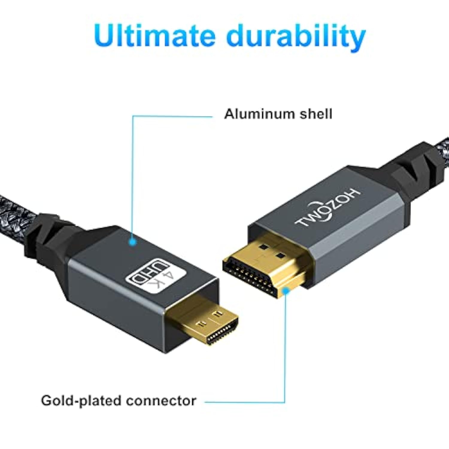 4K Micro Hdmi To Hdmi Cable 1Ft, High-Speed Full Hdmi To Micro Hdmi Braided Co