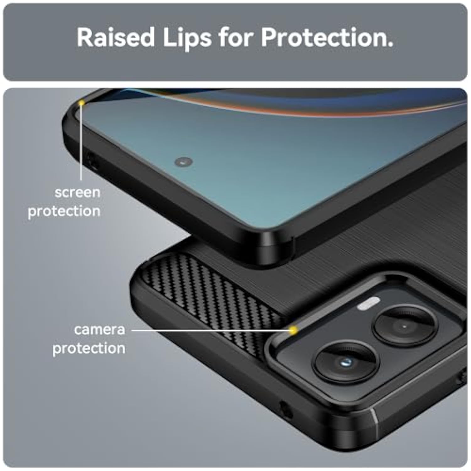 Moto G 5G 2024 Case with 2 Screen Protectors Flexible TPU Shockproof Black