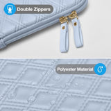 MOSISO Laptop Sleeve Compatible with MacBook Air 13 inch M3 M2 M1 2025-2018 / Pro 13 inch M2 M1 / Surface Pro 9/8/7/6/X/5/4/3/2/1, Waterproof Rhombus PU Leather Padded Bag with Small Case, Baby Blue