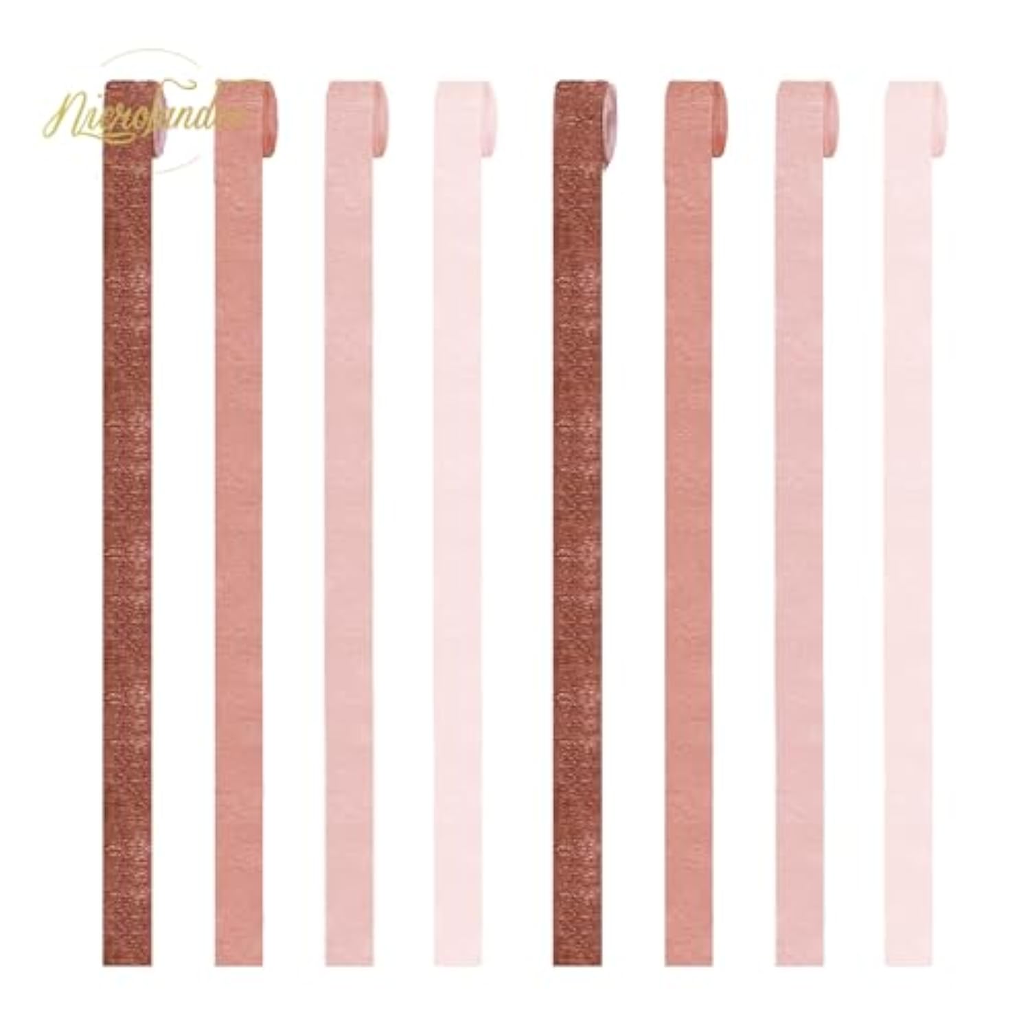 Wedding Party Supplies - 8 Rolls Rose Gold Crepe Paper Streamers Tassels Streamer Paper For Wedding Valentine'S Day Birthday Baby Bridal Shower Family Gathering Decorations, 82Ft Long