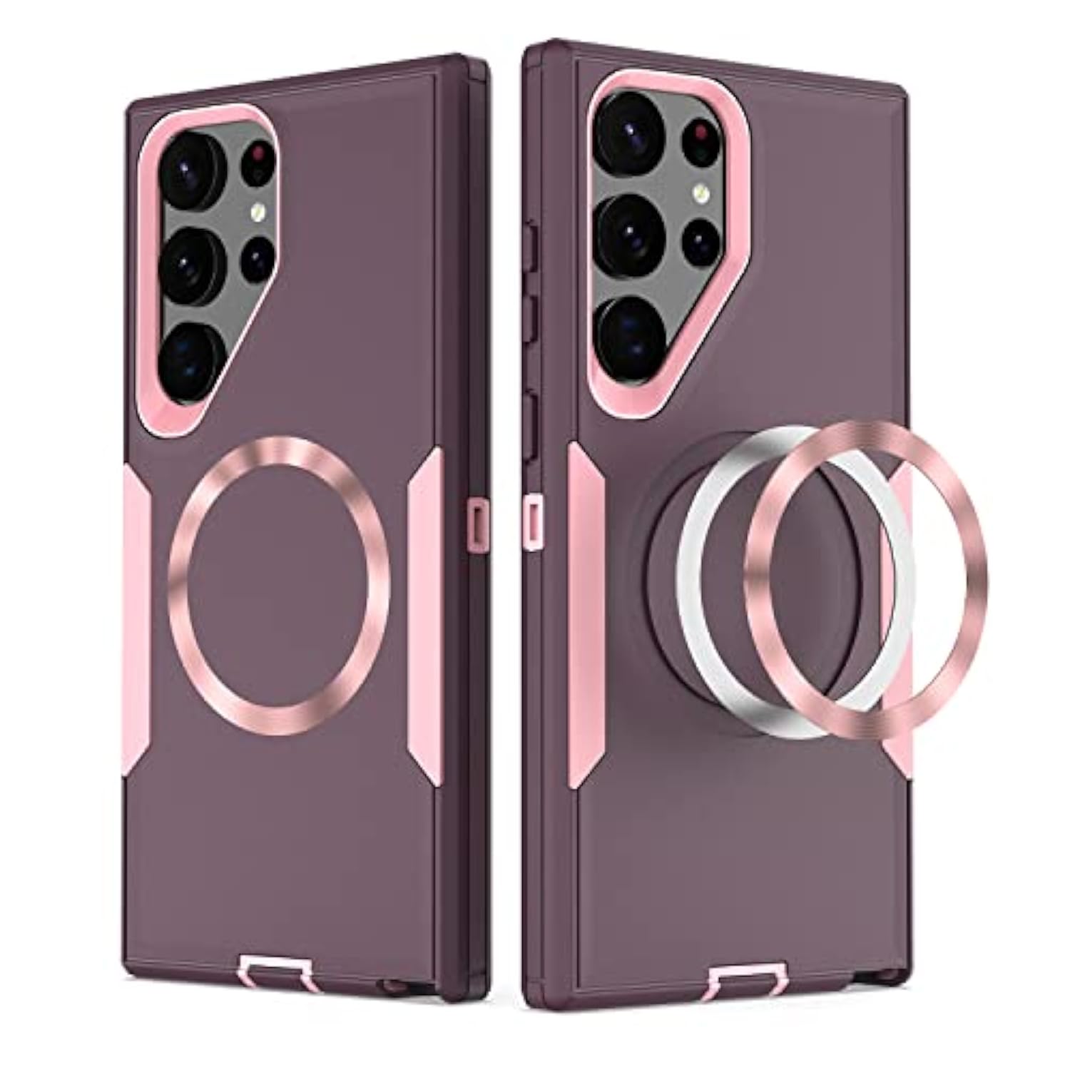 Designed For Samsung Galaxy S23 Ultra Case,Magnetic,Drop Protection Heavy Duty,Compatible With Magsafe,Dustproof,No Fading, No Yellowing,For Men Women, Purple Rose Gold