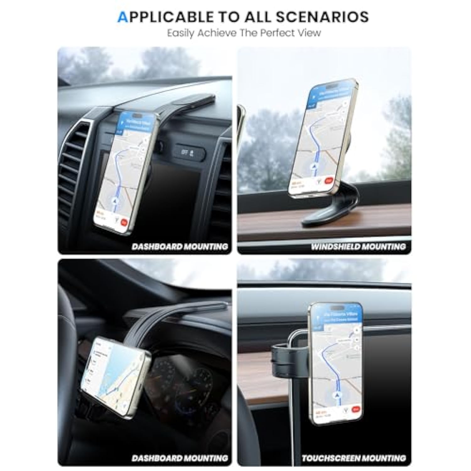 For Magsafe Car Mount Detachable, Bendable Aluminum Arm Magnetic Phone Holder For Car?20 Strong Magnets? Cell Phone Mount For Car Dash Fit Iphone 16 15 14 13 Pro Max Mini Mag Safe Accessories