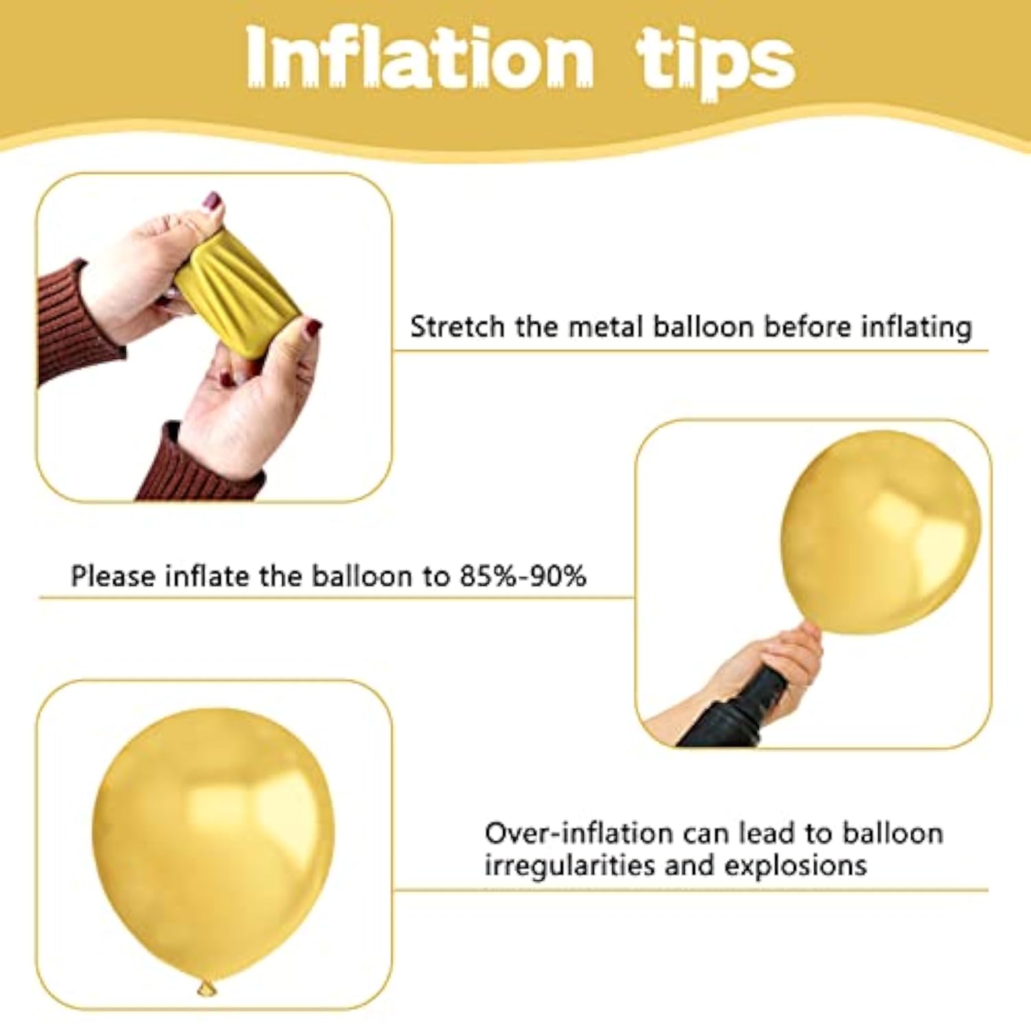 134 Pcs Metallic Gold Balloons Various Sizes Birthday Wedding Shower