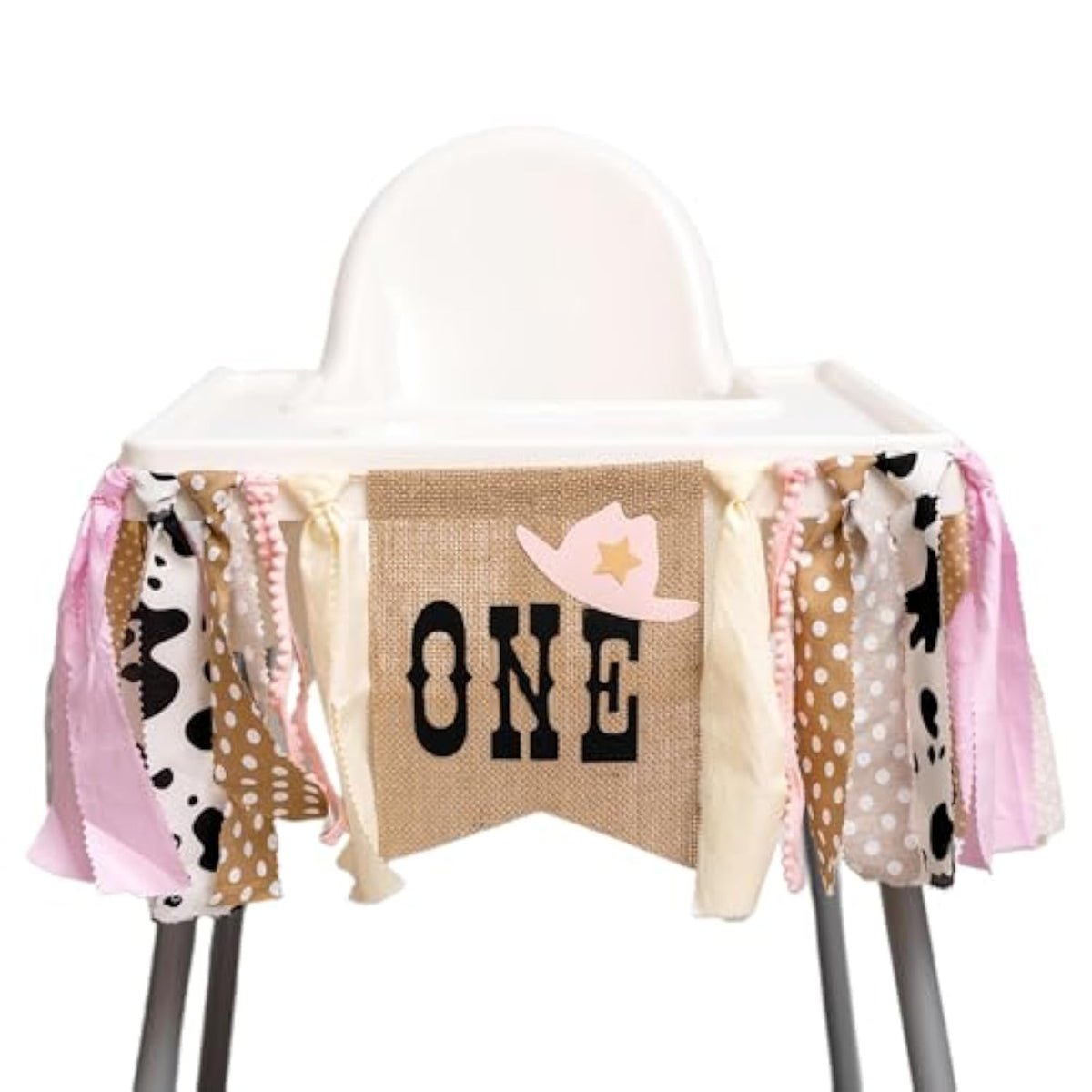 Cowgirl Highchair Banner 1St Birthday - My First Rodeo High Chair Banner, First Rodeo Birthday Decorations Party Supplies For Party, Anniversary, Photo Props... (Pink)