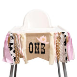 Cowgirl Highchair Banner 1St Birthday - My First Rodeo High Chair Banner, First Rodeo Birthday Decorations Party Supplies For Party, Anniversary, Photo Props... (Pink)