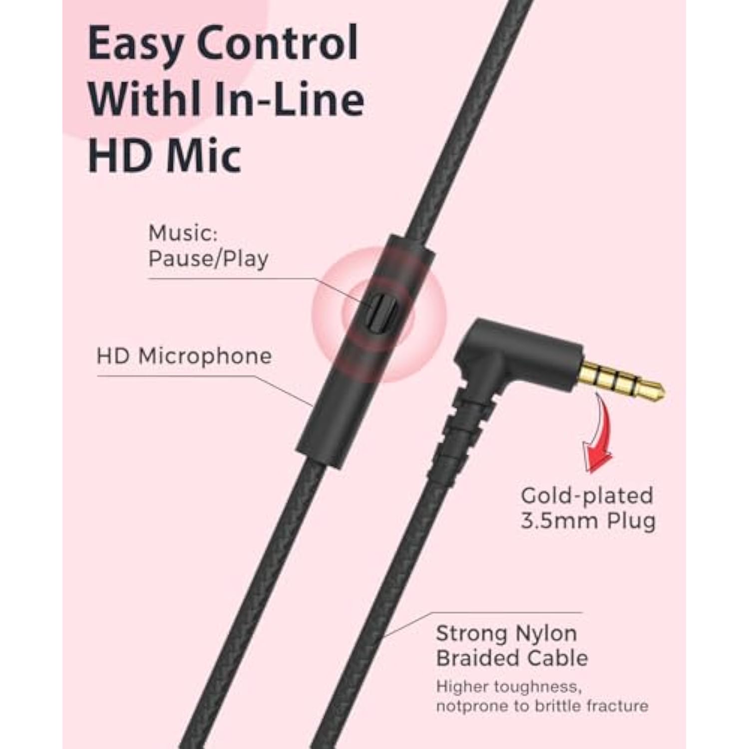 C24 On-Ear Wired Headphones With Microphone,Lightweight Foldable Corded Headph