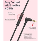 C24 On-Ear Wired Headphones With Microphone,Lightweight Foldable Corded Headph