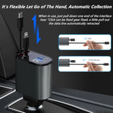 Retractable Car Charger, 4 In 1 Fast Cell Phone Automobile Chargers, With 2.7Ft Retractable Cables And 2 Usb Ports, Compatible With Iphone15/14/13 Pro Max, Galaxy S23/ S22 Phones Charging