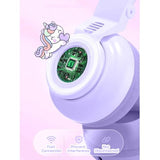 Unicorn Kids' Bluetooth Headphones,Foldable Wireless Headphones For Children With Cable And Microphone Earphones Volume Control,Unicorn-Inspired Gift Design For Birthday Gift & Christmas (Purple)