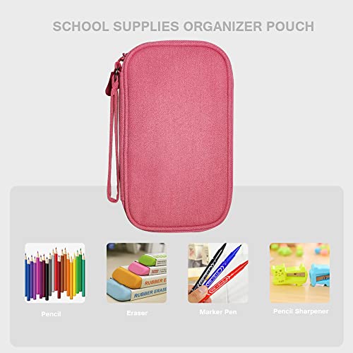 Electronics Organizer Bag Pouch Cable Charger Organizer Travel Shockproof Cord Carrying Case For Earphone Powerbank Usb Hard Drive Sd Card (Pink)