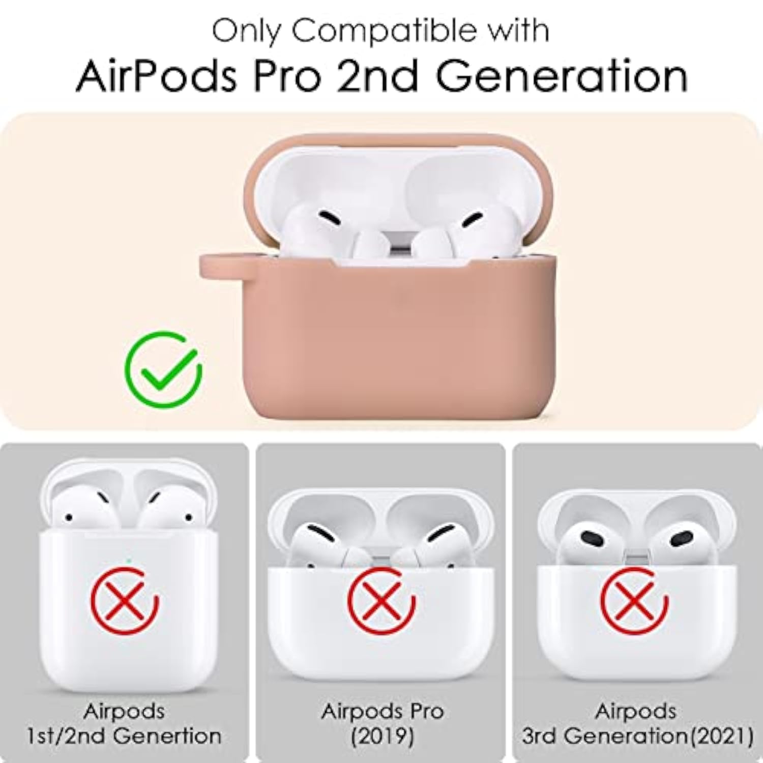 Case For Airpods Pro 2Nd Generation - Airpods Pro 2 Cases Cover Women 2024 Silicone Ipod Pro 2 Earbuds Wireless Charging Cases Girl Bling Keychain For Apple Airpod Gen Pro 2(Milk Tea)
