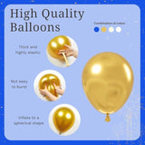60 Pcs Royal Blue, Gold & White Balloons Metallic & Confetti for Weddings & Parties