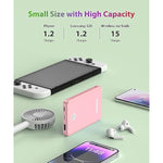 Small Portable Charger 6000Mah Power Bank With Built In Cables Ultra Slim Battery Pack Lightweight Cluch Phone Charger External Battery Charger For Cell Phones