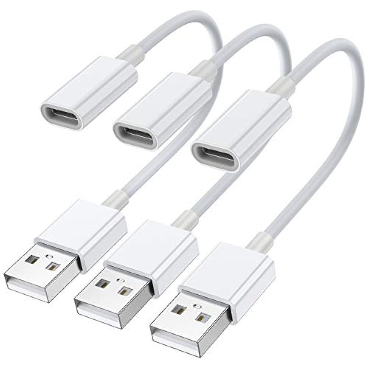 Usb C Female To Usb Male Adapter (3-Pack),Type C To Usb A Charger Cable Adapter,Compatible With Iphone 16 15 Pro 13 12 Plus Max,Ipad,Samsung Galaxy Note 10 S23 S22 S21 Plus,Google Pixel(White)