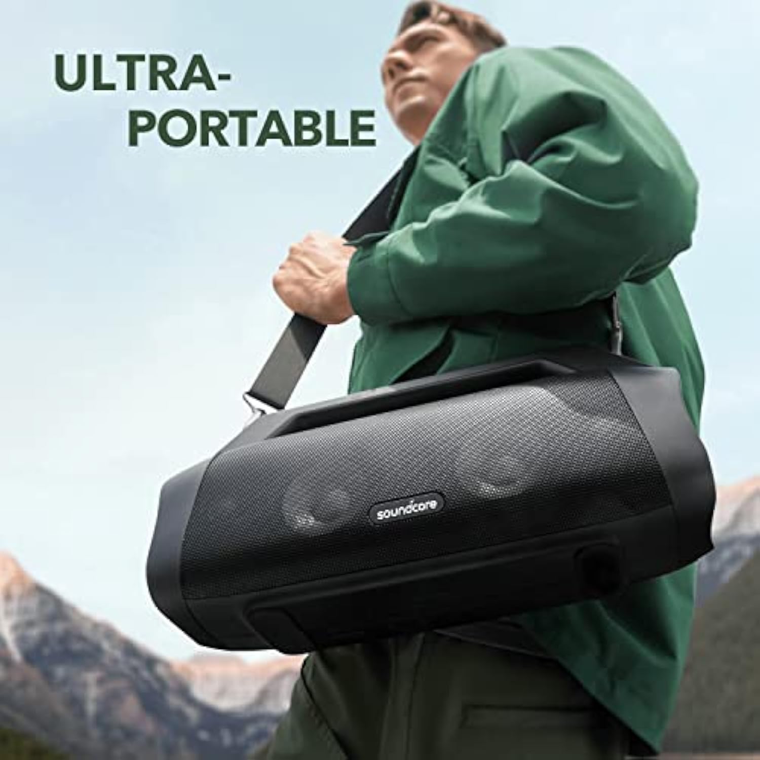 Anker Motion Boom Plus Ip67 Outdoor Speaker With 80W Stereo Sound, Black