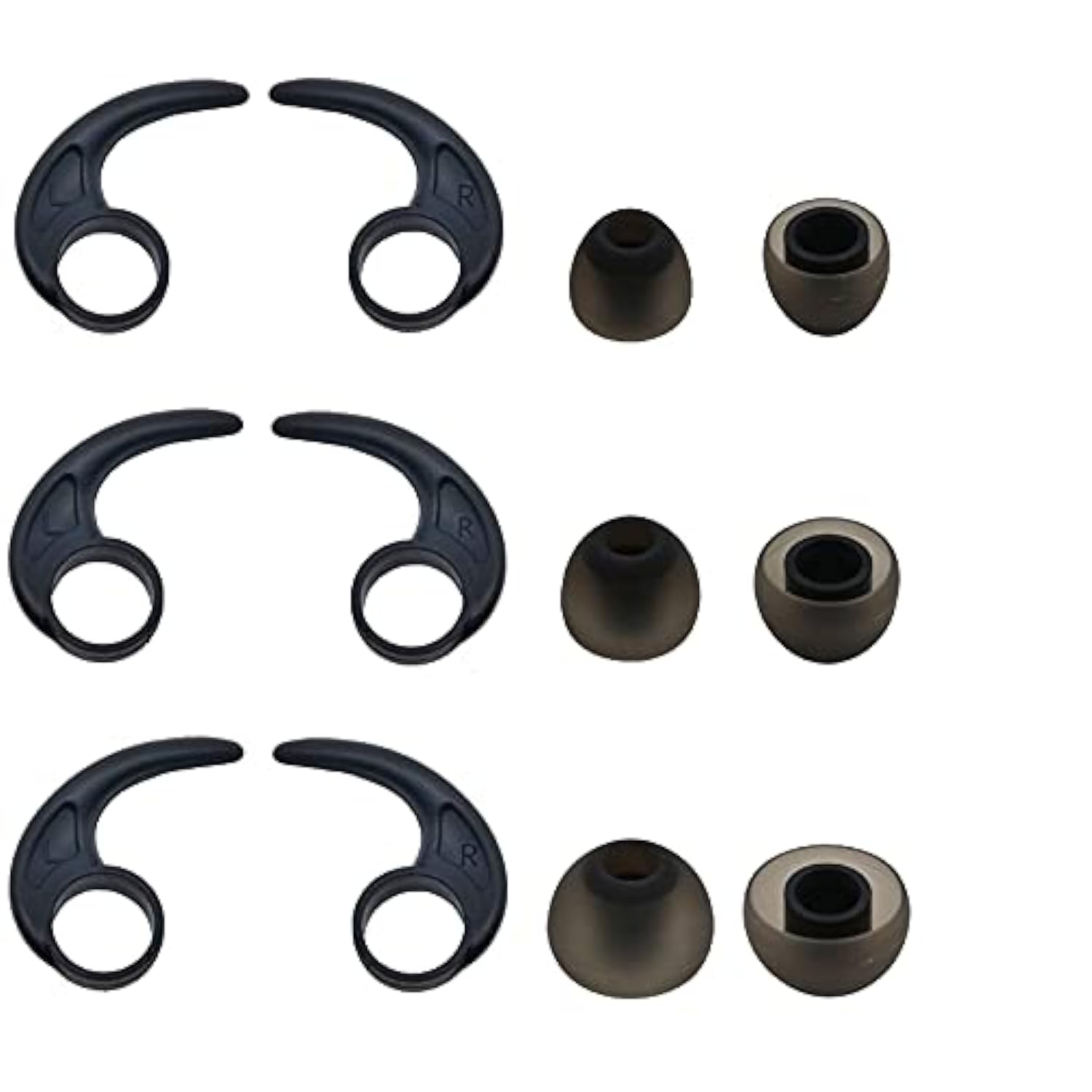 Replacement For Jay Bird X4 X3 X2 Ear Tips Ear Hooks Ear Fins Wing Tips 12 Pcs Accessories, Silicone Earhooks Earbuds Tips Eargels Eartips Compatible With Jay Bird X2 X3 X4 S/M/L Black (Jbird)