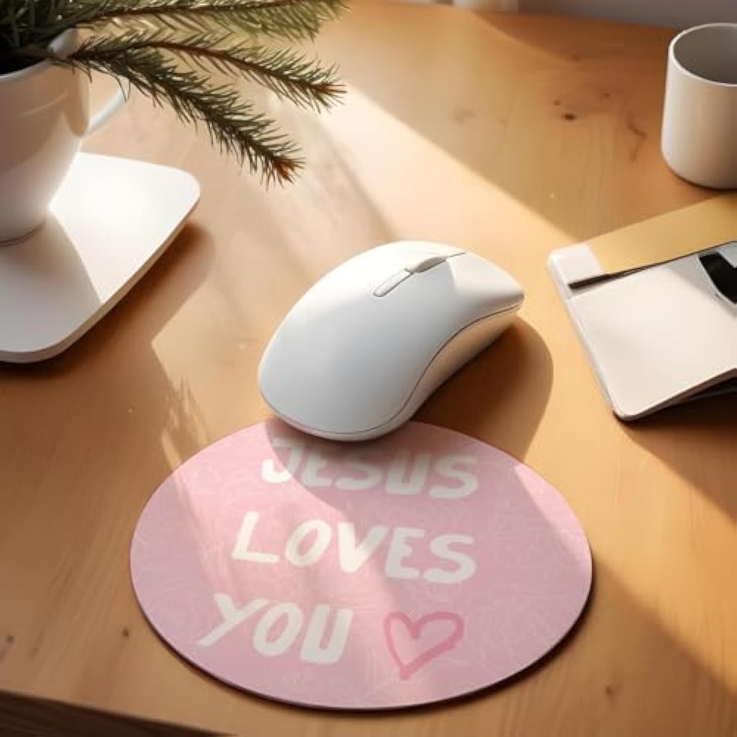 Coquette Pink Mouse Pad, Pink Christian Gifts Mouse Pad, Christian Gifts For Women Faith, Christian Gifts For Teen Girls, God Is Good, Office Desk Accessories, 8.7X8.7 Inch