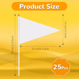 25 Pack White Pennant Flags, Mini Handheld Pennant Flags, Solid White Blank Pennants On Sticks For School Sports Club Bithday Party Events Celebration Gardens Decorations