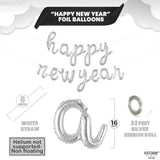 Silver Happy New Year 2026 Balloons 16 Inch Party Supplies