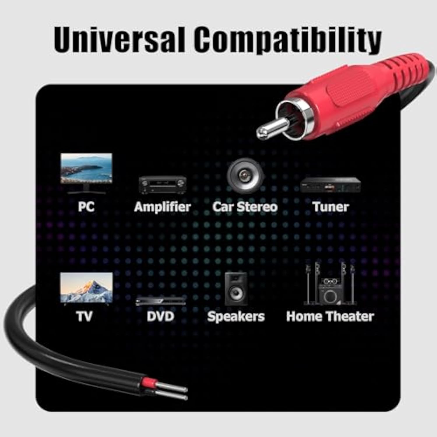 Rca To Speaker Wire Adapter, 18Awg 2 Pack 3Ft Rca Male Plug To Bare Cable Open