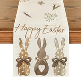Carrots Rabbit Bunny Happy Easter Table Runner, Spring Summer Seasonal Holiday Kitchen Dining Table Decoration for Indoor Outdoor Home Party Decor 13 x 72 Inch