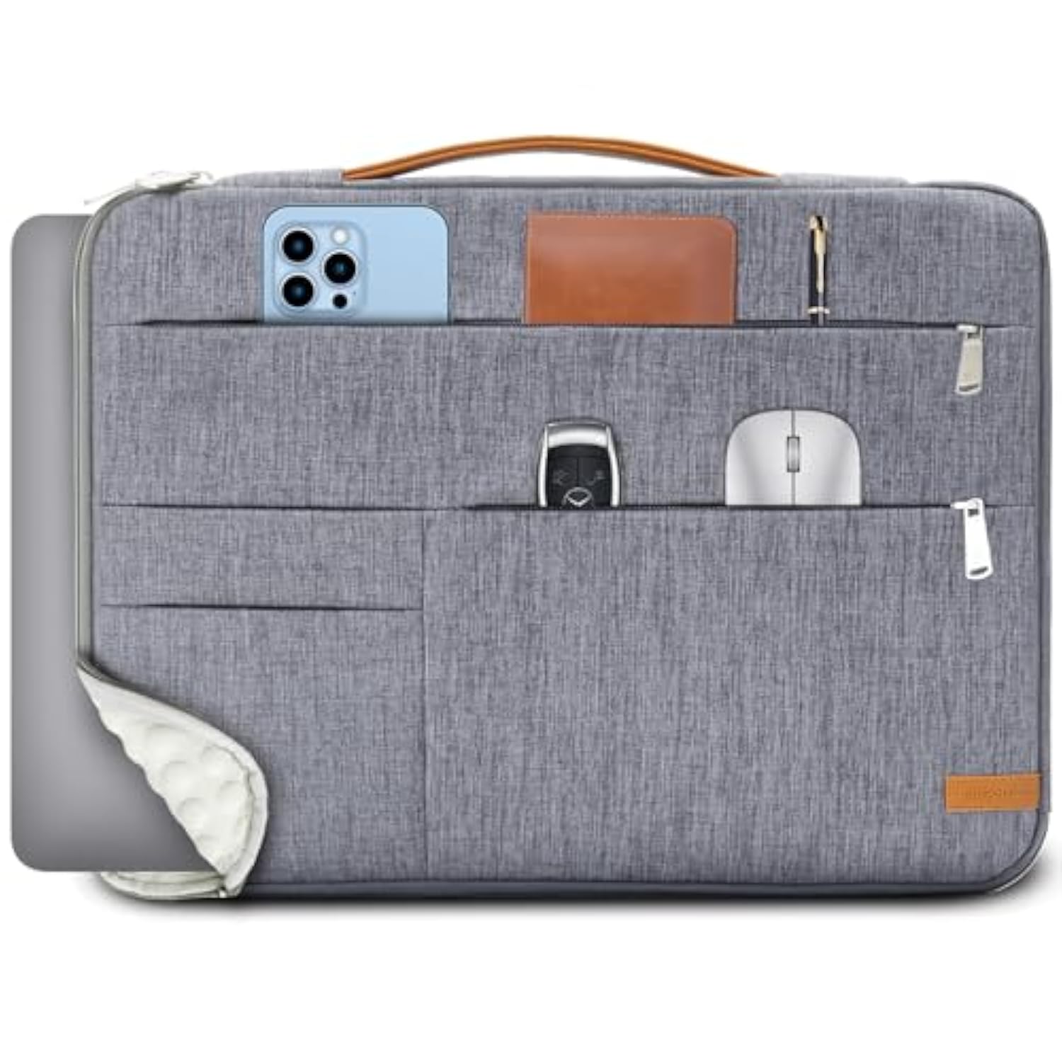 KINGSLONG 14 inch Laptop Sleeve Bag, Slim Shockproof Handbag, Computer Carrying Case Cover Compatible with MacBook Air/Pro Acer Asus Dell HP Grey