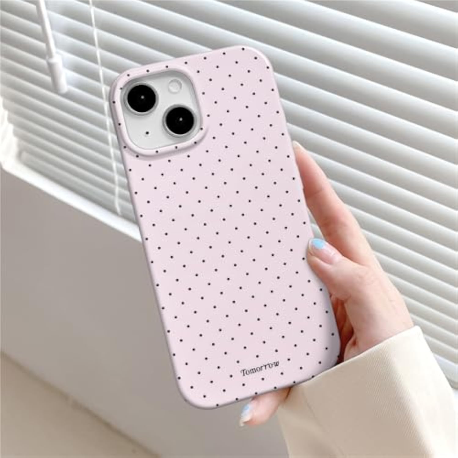 iPhone 13/14 Polka Dot Pattern Soft TPU Slim Case with Pink and Black Color Options