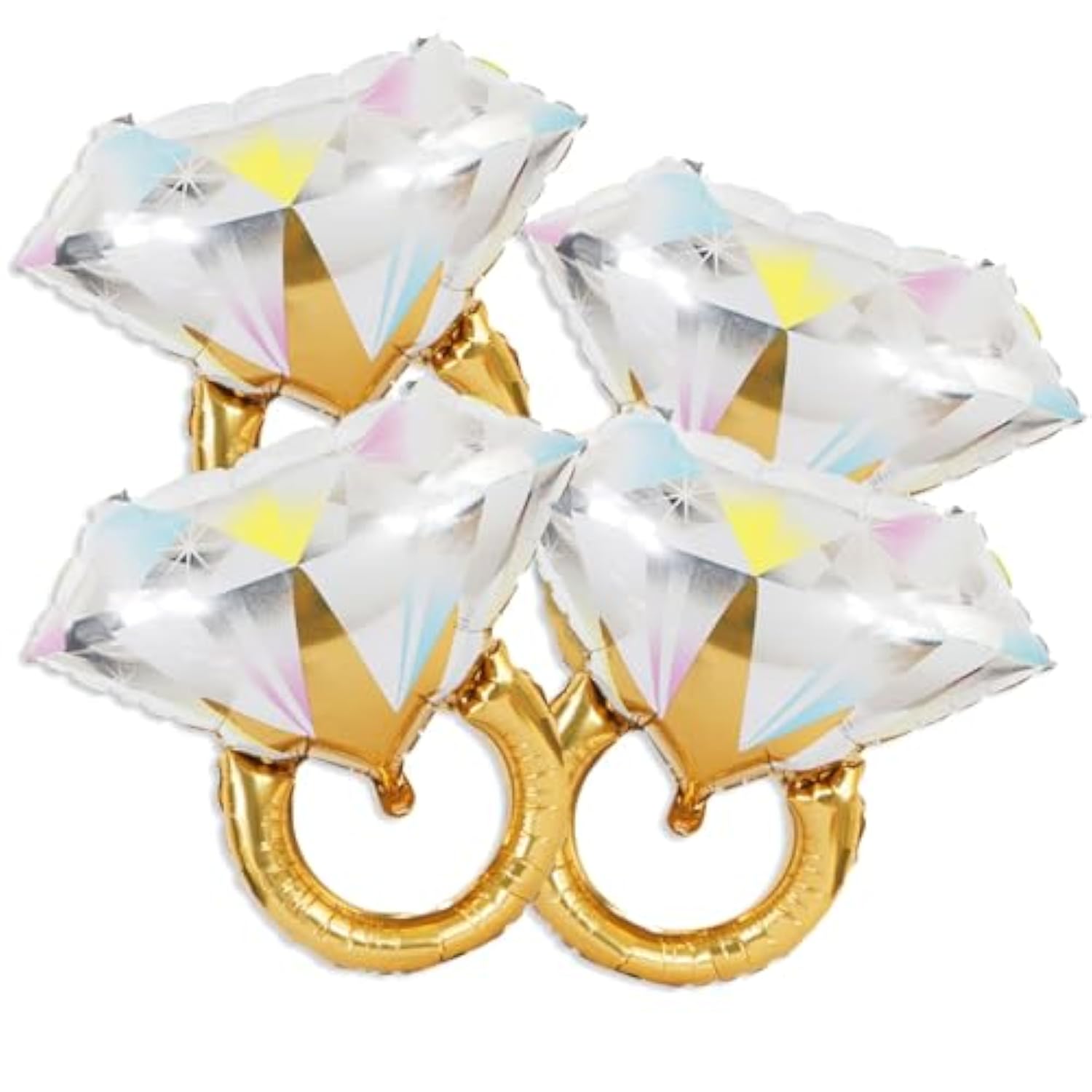 Gold Diamond Ring Balloons 4 Pcs,Foil Engagement Ring Balloon Bachelorette For Wedding Bridal Shower Party
