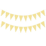 Yellow Gingham Banner For Picnic, Bbq Themed Party Decorations, Yellow And White Checkered Bunting Flag Garland For Lemon Wedding Baby Shower Birthday Party Supplies