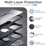 For Iphone 15 Pro Max Case,With [Belt Clip Holster] [Screen & Camera Protector][360°Rotating Kickstand] Anti-Drop,Shockproof,Heavy Duty Protection,Black