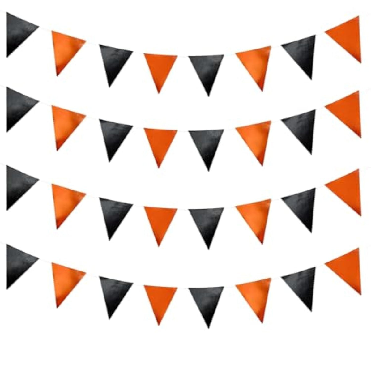 39Ft Black Orange Glitter Fabric Bunting Banner Triangle Flags for Party Decor
