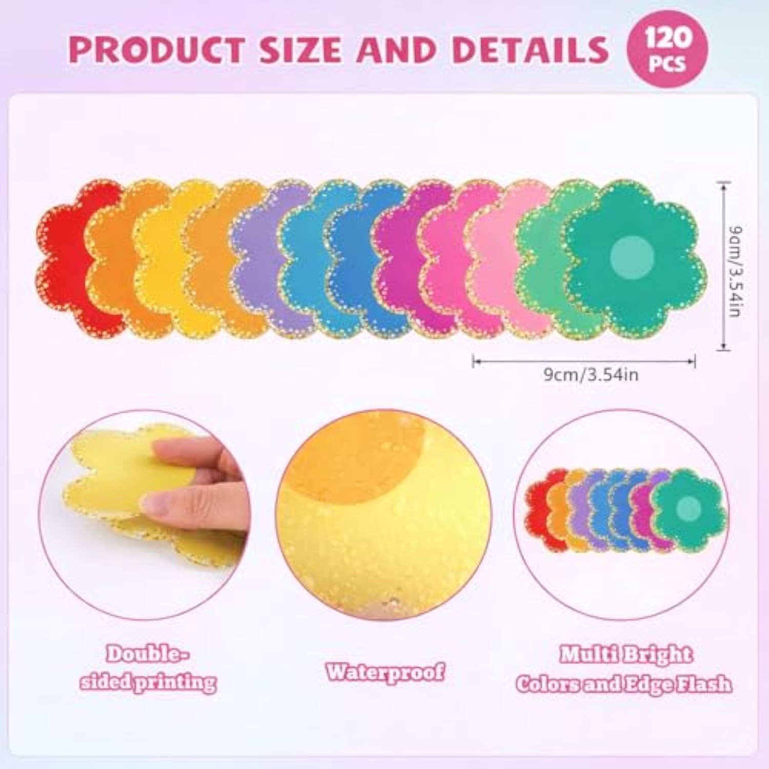 120 Pcs Paper Flowers For Crafts Confetti Flower Cutouts 3.5 Inch Small Flower Decoration Spring Bulletin Board Decorations For Classroom Wall Party