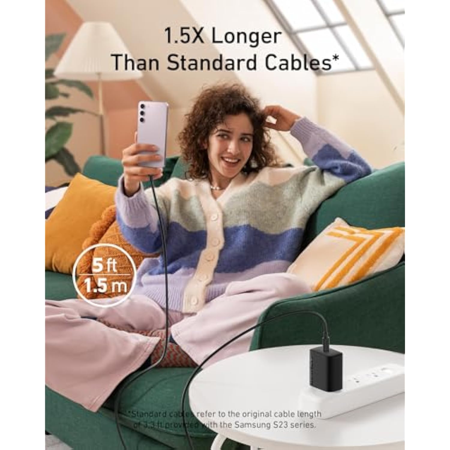 Anker 25W USB-C Super Fast Charger, Anker Charger (Non-Foldable) with USBC Cable, Supports PPS Fast Charging for Samsung Galaxy S23 Ultra/S23+/S23/S22/S21/S20/Note 20, & More 2Pack 5ft Cable Included