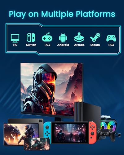 Haute42 Arcade Stick P12, All-Button Arcade Controller for Switch, PC, PS4, PS3, Steam Deck, Arcade Fight Stick with Turbo & Custom RGB, Supports