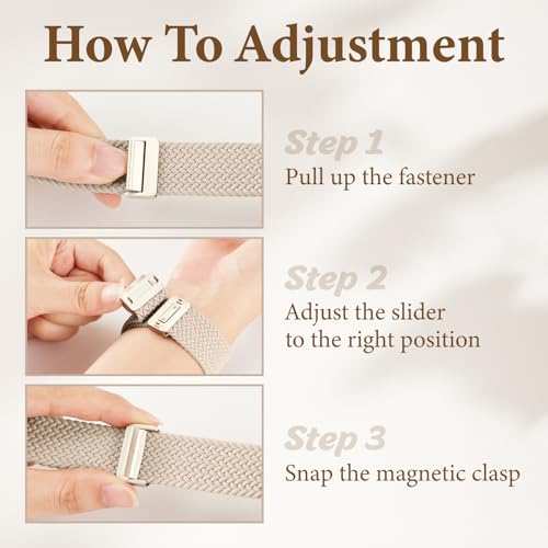 Braided Stretchy Bands with Magnetic Clasp Compatible for Apple Watch Band 38mm 40mm 41mm 42mm 44mm 45mm 46mm 49mm Women Men, Nylon Sport Solo Loop