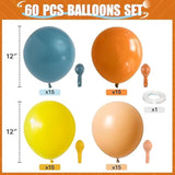 60 Pcs Retro Color Balloon Set: Boho Party Decor