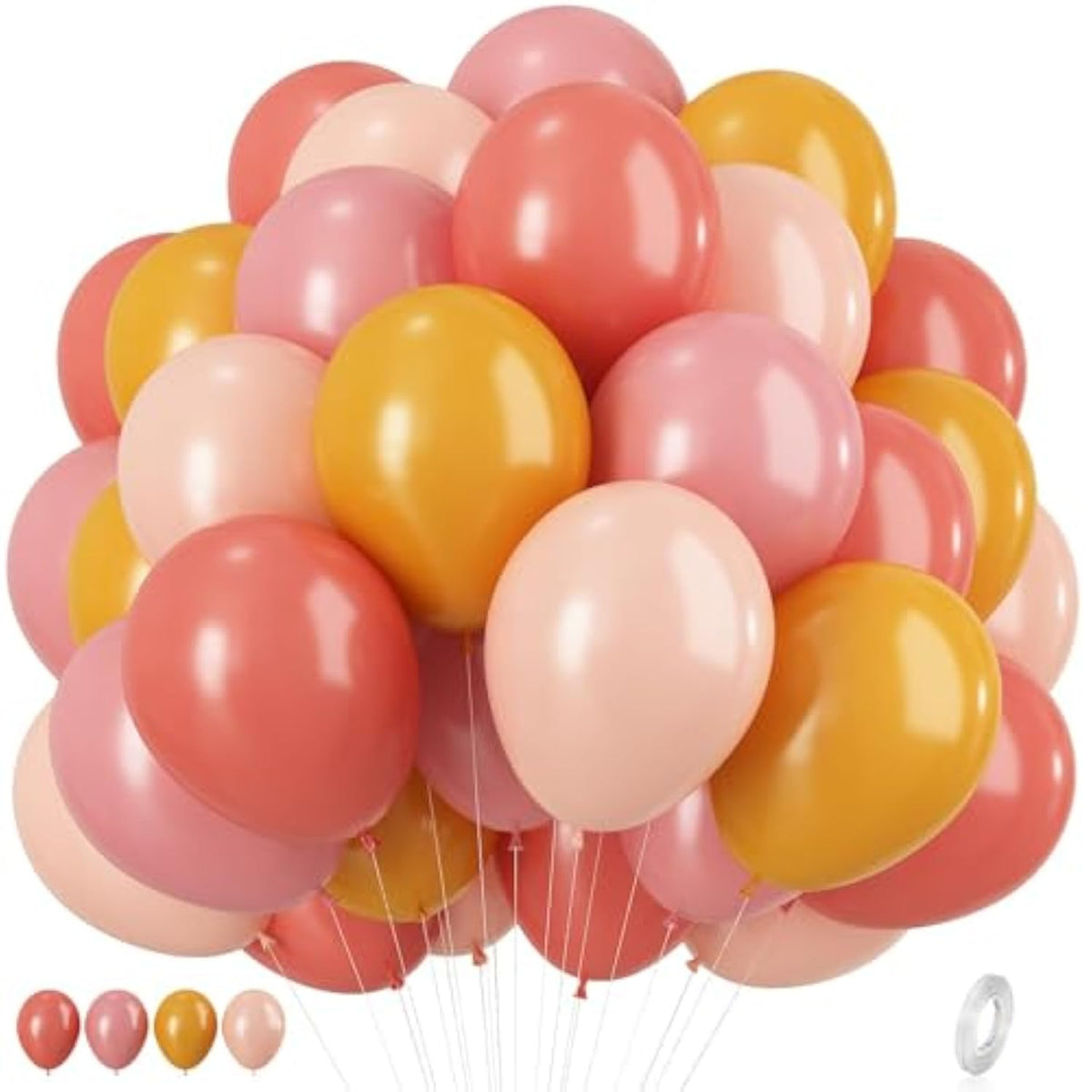 Boho Balloon Kit: Pink, Yellow & Orange Latex Balloons for Parties
